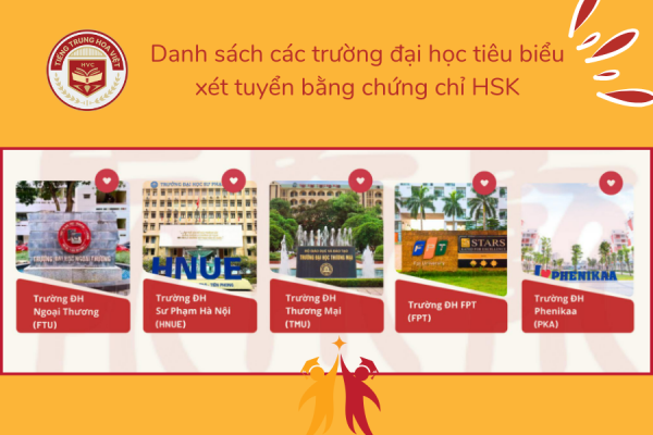 Các trường đại học xét tuyển bằng chứng chỉ HSK
