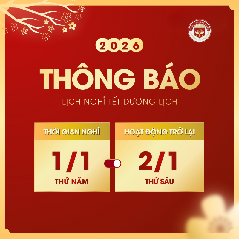 Lịch nghỉ tết dương lịch 2026 tại tiếng Trung Hoa Việt