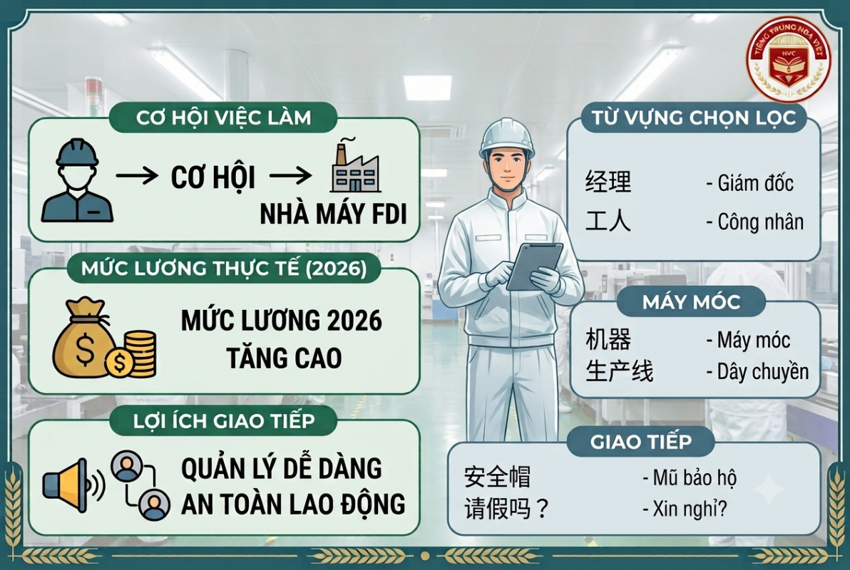Có Nên Học Tiếng Trung Công Xưởng Không? Cơ Hội Việc Làm Và Mức Lương Thực Tế Năm 2026
