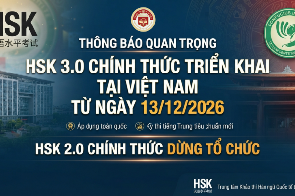 HSK 3.0 chính thức triển khai tại Việt Nam từ ngày 13/12/2026