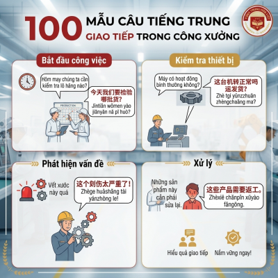 100 mẫu câu tiếng Trung giao tiếp trong công xưởng thường dùng nhất