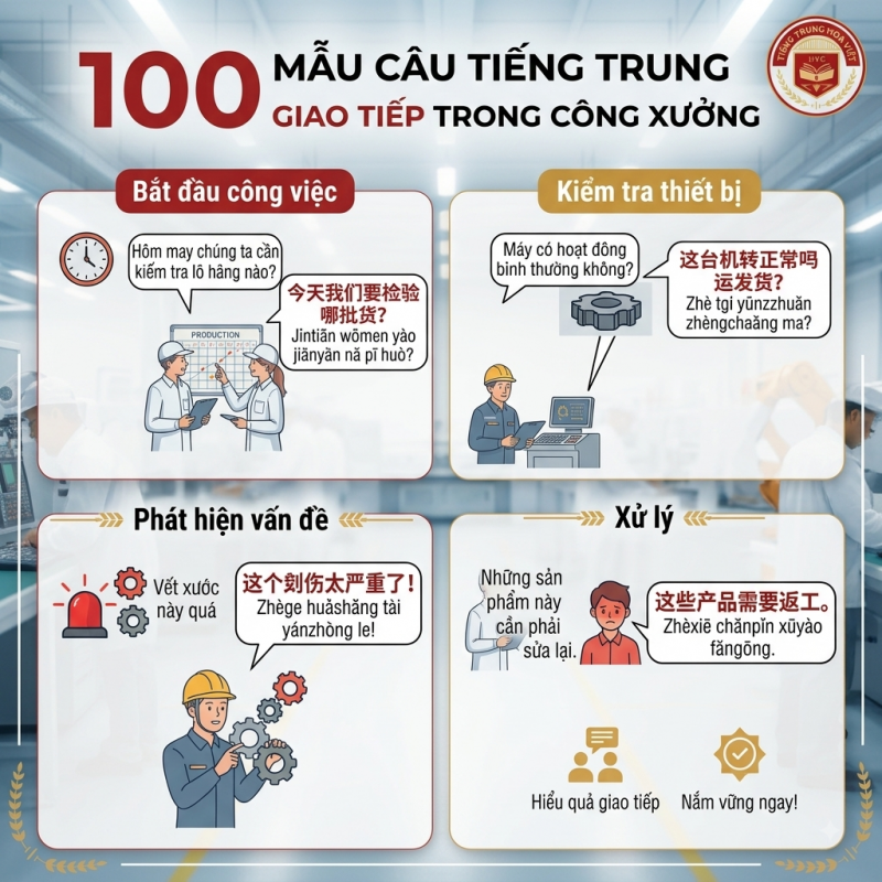 100 mẫu câu tiếng Trung giao tiếp trong công xưởng thường dùng nhất