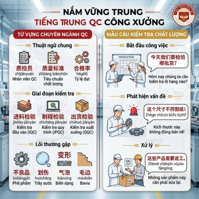 Từ vựng tiếng Trung QC và mẫu câu kiểm tra chất lượng